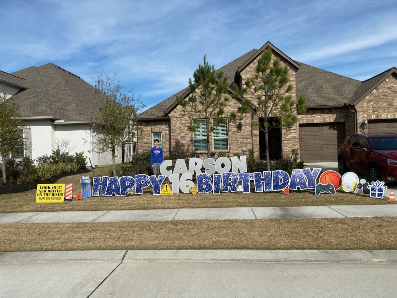 16 boy Birthday yard sign