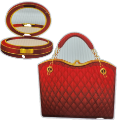 Red Compact and Handbag